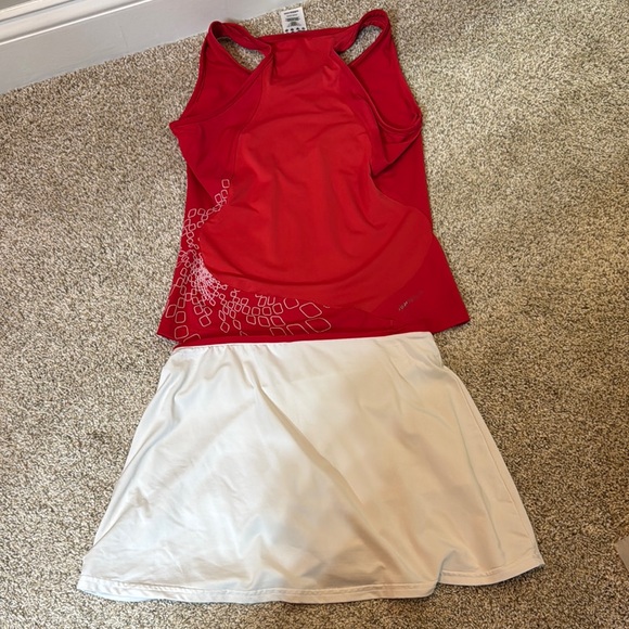 Adidas Red Tank Top and White Skirt Set - Picture 4 of 4